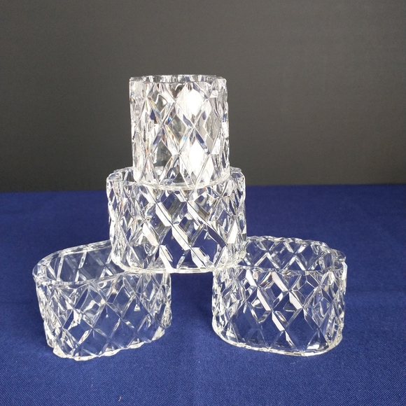 CRYSTAL Diamond Hand Cut 🔮 4 Set Napkin Holders - Picture 5 of 8